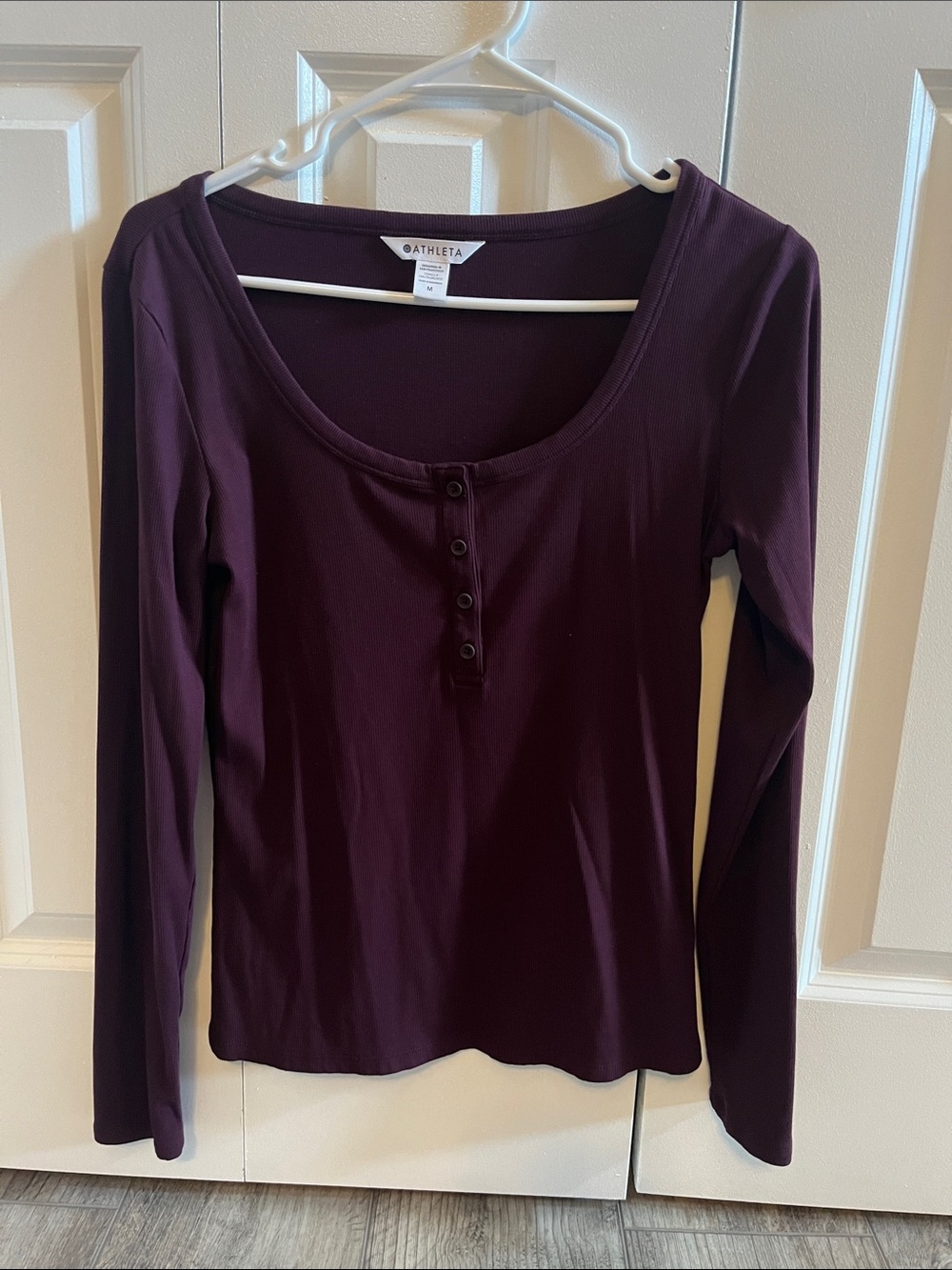 Athleta Long-Sleeve Scoop Henley Top in Plum